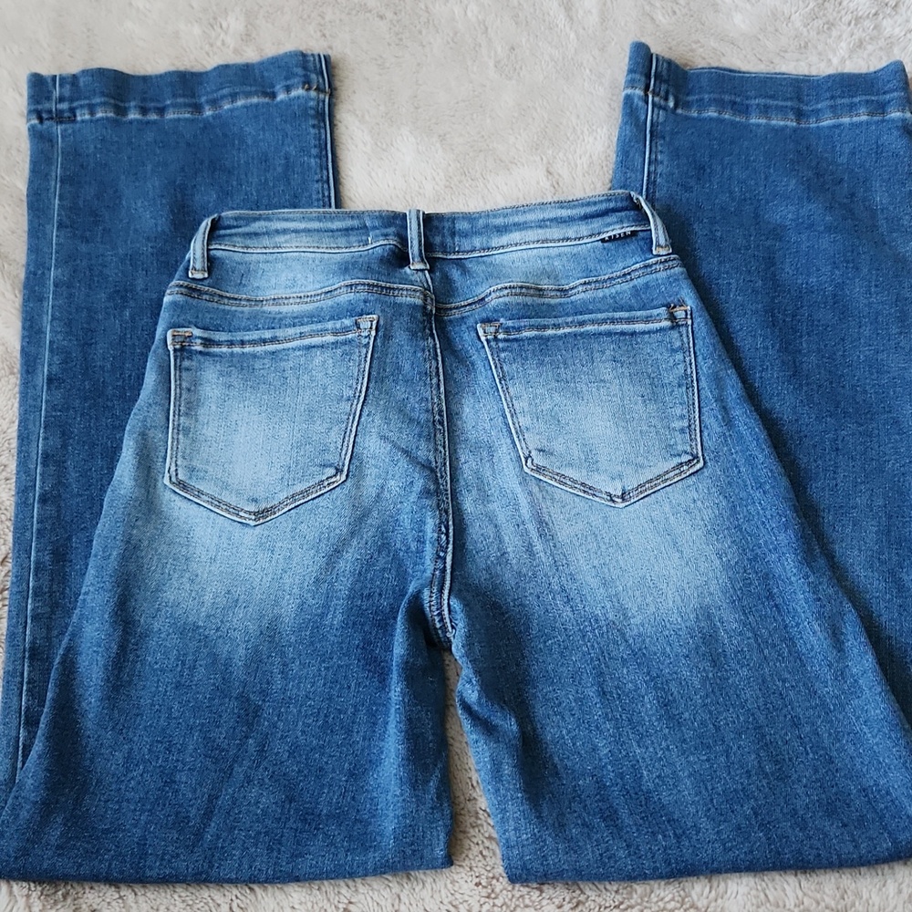 Risen Jeans Wide Leg High Waist Stretchy Medium Wash Blue Model Off-Duty - Picture 3 of 9